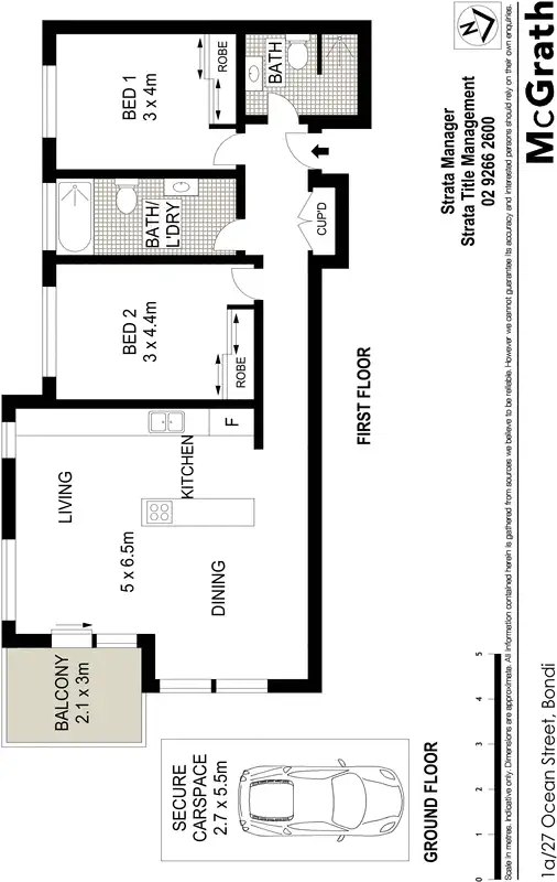 Floorplan of Homely apartment listing, 1A/27 Ocean Street, Bondi NSW 2026