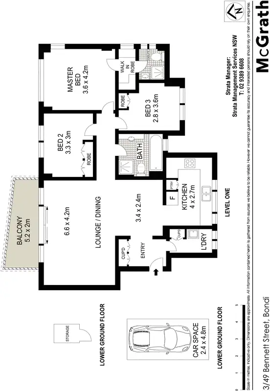 Floorplan of Homely apartment listing, 3/49 Bennett Street, Bondi NSW 2026