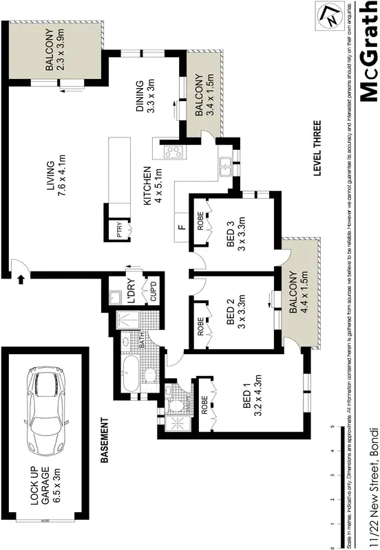 Floorplan of Homely apartment listing, 11/22 New Street, Bondi NSW 2026
