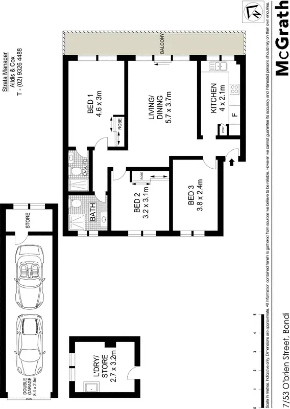 Floorplan of Homely apartment listing, 7/53 O'Brien Street, Bondi NSW 2026