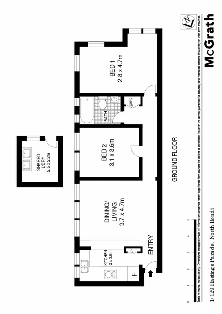Floorplan of Homely apartment listing, 1/129 Hastings Parade, North Bondi NSW 2026