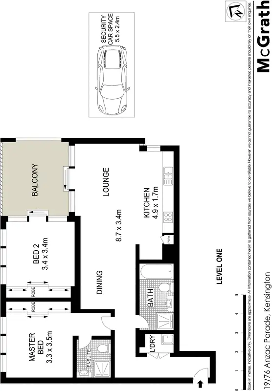 Floorplan of Homely apartment listing, 19/76 Anzac Parade, Kensington NSW 2033