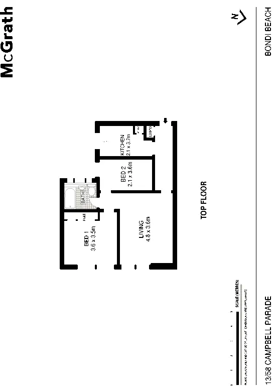 Floorplan of Homely apartment listing, 13/58 Campbell Parade, Bondi Beach NSW 2026