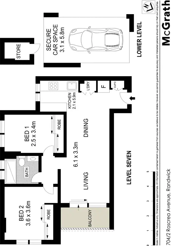 Floorplan of Homely apartment listing, 704/2 Roscrea Avenue, Randwick NSW 2031