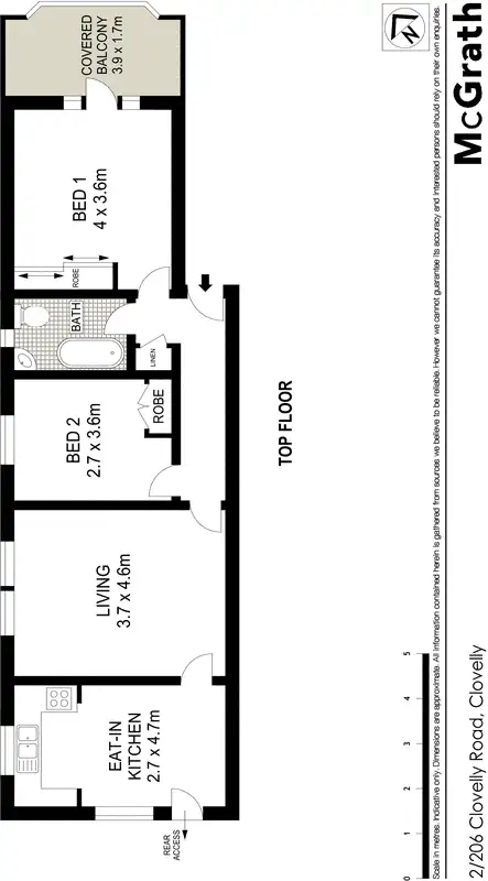 Floorplan of Homely apartment listing, 2/206 Clovelly Road, Clovelly NSW 2031