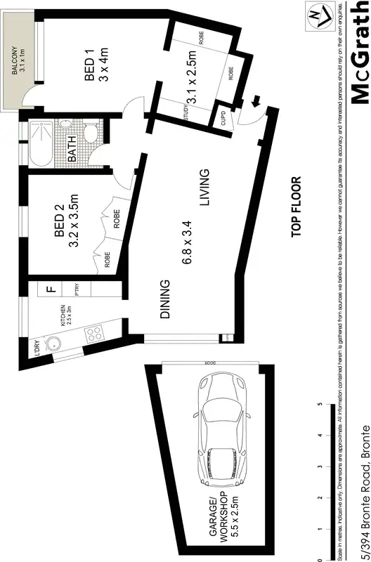 Floorplan of Homely apartment listing, 5/394 Bronte Road, Bronte NSW 2024