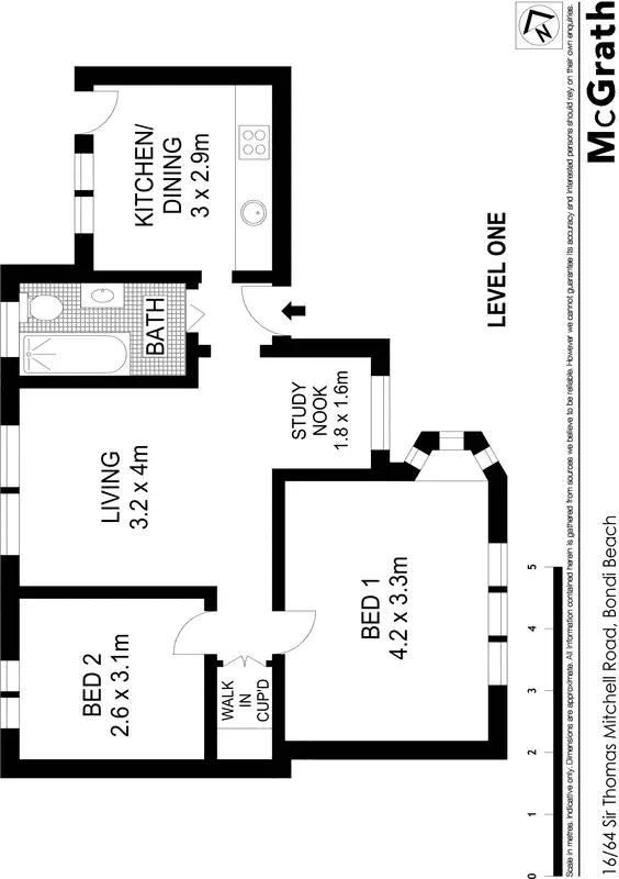 Floorplan of Homely apartment listing, 16/64 Sir Thomas Mitchell Road, Bondi Beach NSW 2026