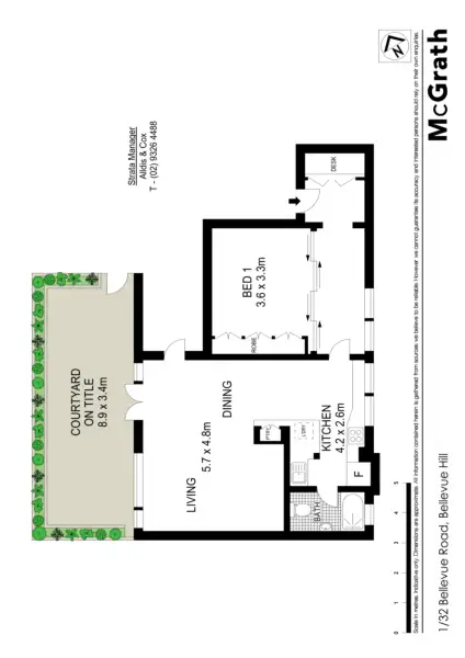 Floorplan of Homely apartment listing, 1/32 Bellevue Road, Bellevue Hill NSW 2023