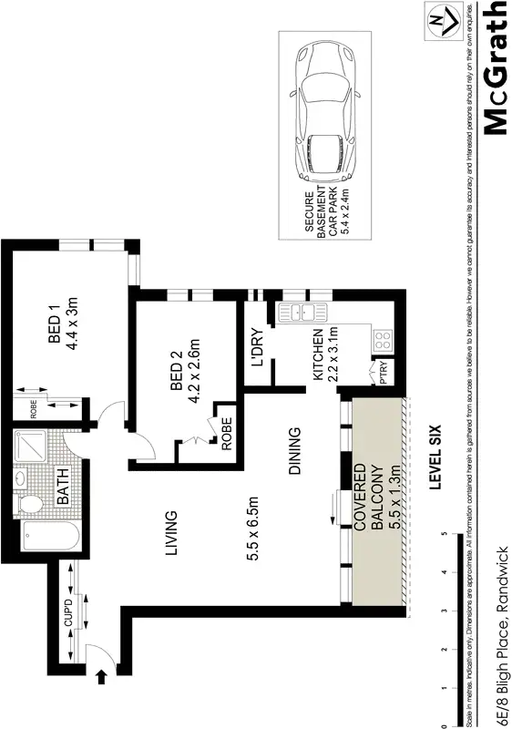 Floorplan of Homely apartment listing, 6E/8 Bligh Place, Randwick NSW 2031