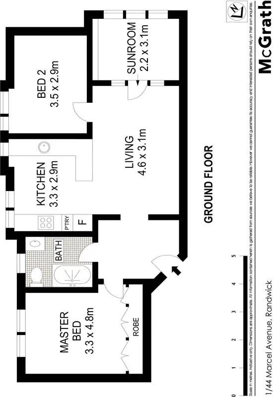 Floorplan of Homely apartment listing, 1/44 Marcel Avenue, Randwick NSW 2031