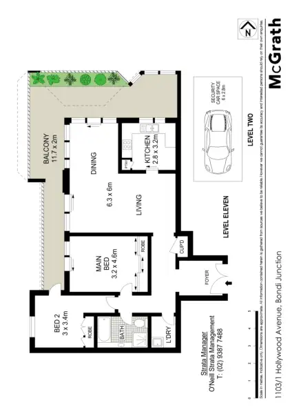 Floorplan of Homely apartment listing, 1103/1 Hollywood Avenue, Bondi Junction NSW 2022