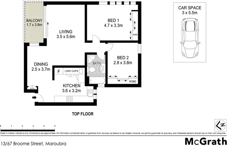Floorplan of Homely apartment listing, 13/67 Broome Street, Maroubra NSW 2035