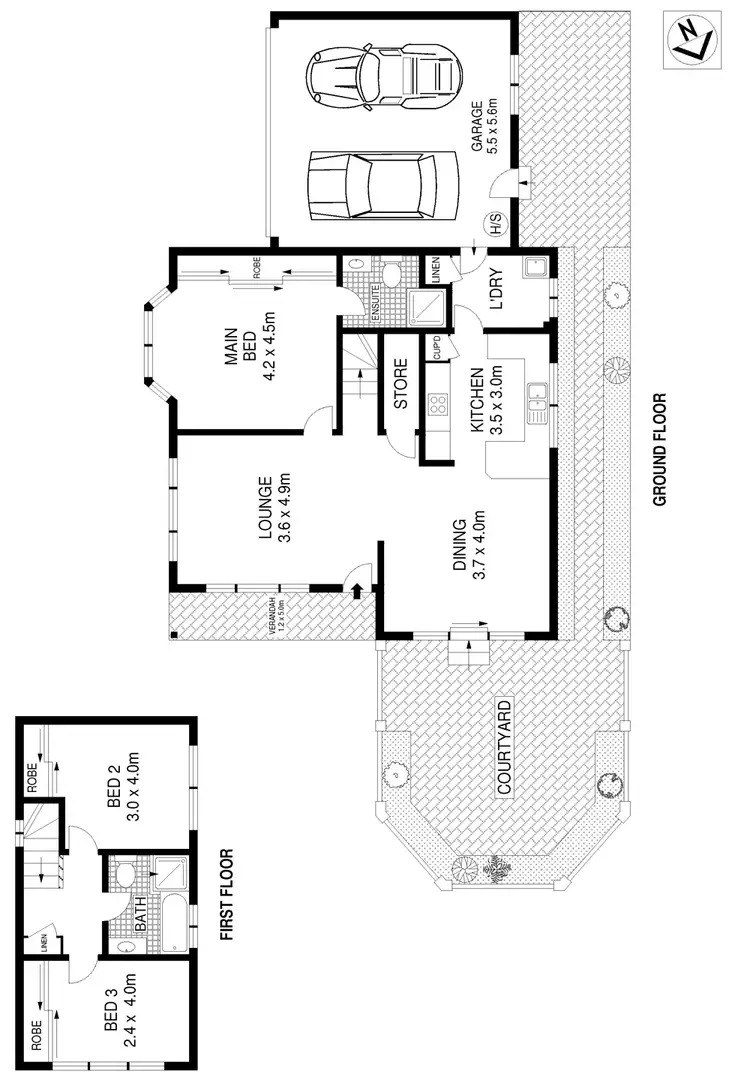Floorplan of Homely townhouse listing, 1/152 Caringbah Road, Caringbah NSW 2229
