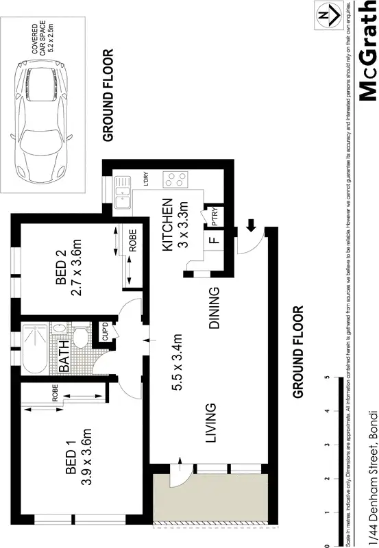 Floorplan of Homely apartment listing, 1/44 Denham Street, Bondi NSW 2026