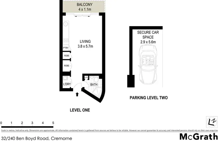 Floorplan of Homely studio listing, 32/240 Ben Boyd Road, Cremorne NSW 2090