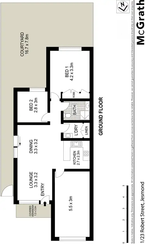 Floorplan of Homely villa listing, 1/23 Robert Street, Jesmond NSW 2299