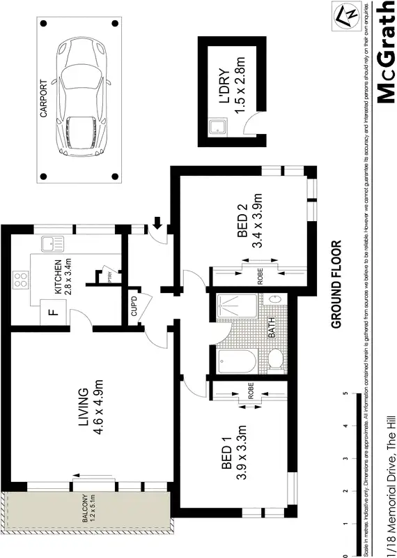 Floorplan of Homely apartment listing, 1/18 Memorial Drive, The Hill NSW 2300