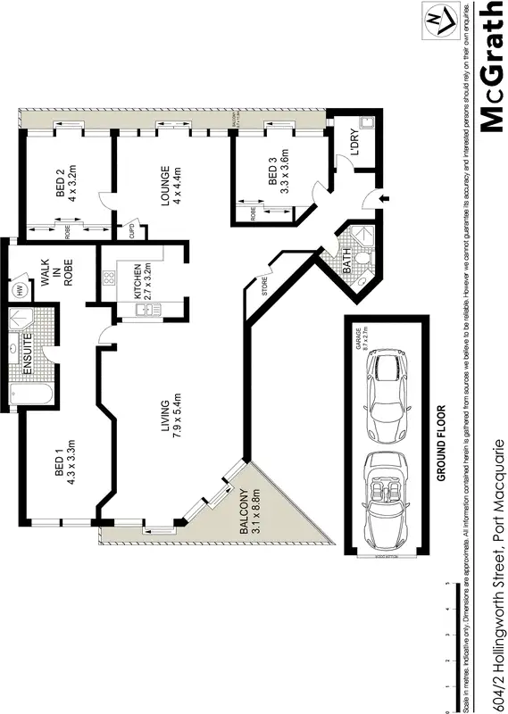 Floorplan of Homely apartment listing, 604/2 Hollingworth Street, Port Macquarie NSW 2444