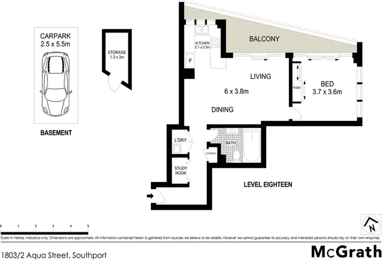 Floorplan of Homely apartment listing, 1803/2 Aqua Street, Southport QLD 4215