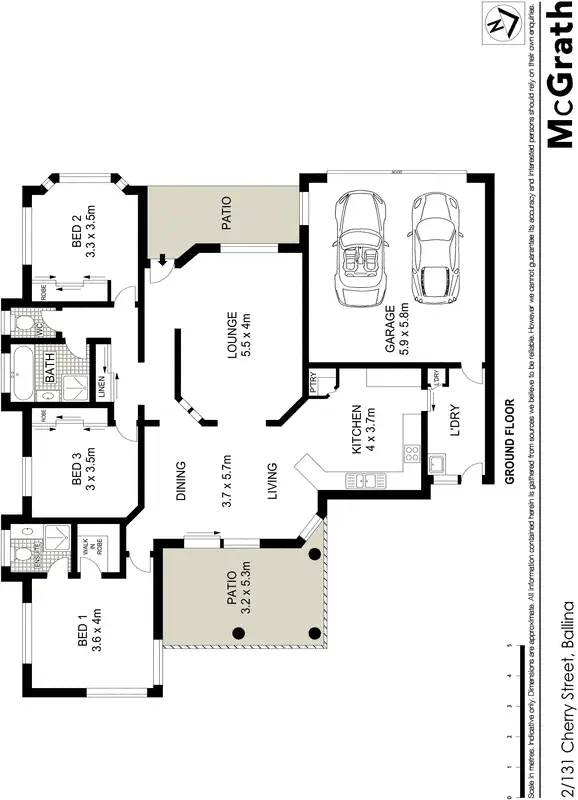 Floorplan of Homely semi-detached listing, 2/131 Cherry Street, Ballina NSW 2478