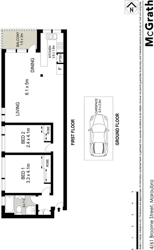 Floorplan of Homely apartment listing, 4/61 Broome Street, Maroubra NSW 2035