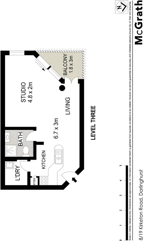 Floorplan of Homely studio listing, 8/19 Kirketon Road, Darlinghurst NSW 2010