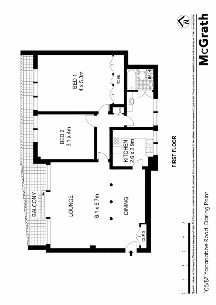 Floorplan of Homely apartment listing, 105/87 Yarranabbe Road, Darling Point NSW 2027