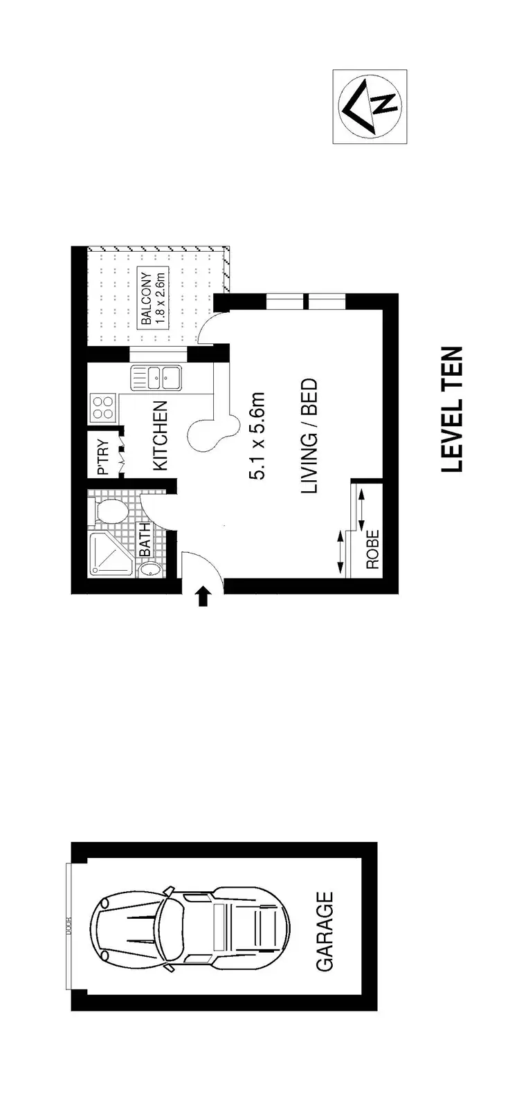 Floorplan of Homely studio listing, 1012/212 Bondi Road, Bondi NSW 2026