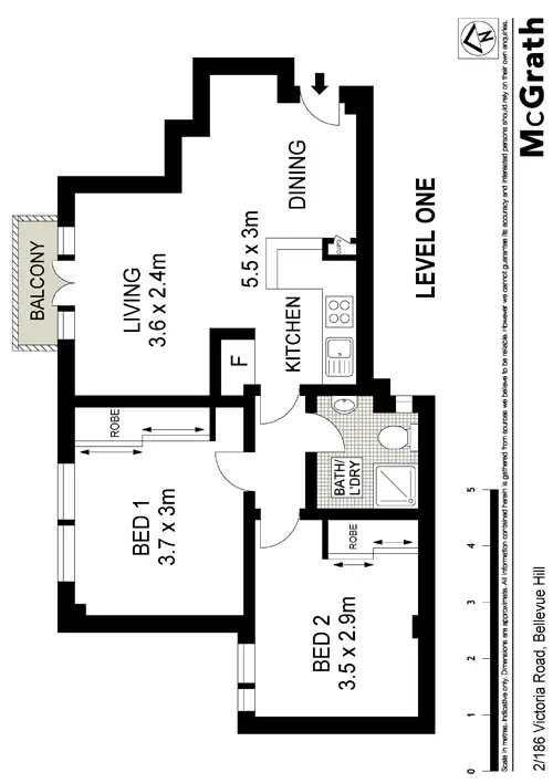 Floorplan of Homely apartment listing, 2/186 Victoria Road, Bellevue Hill NSW 2023
