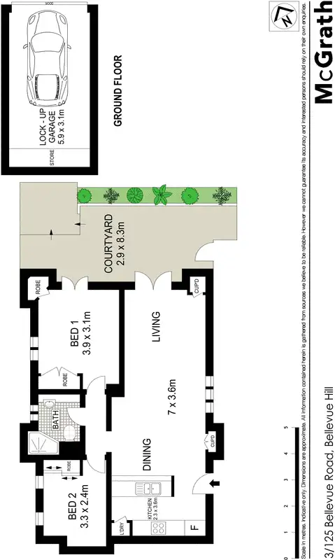 Floorplan of Homely apartment listing, 3/125 Bellevue Road, Bellevue Hill NSW 2023