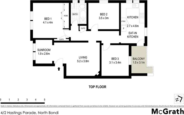 Floorplan of Homely apartment listing, 4/2 Hastings Parade, Bondi NSW 2026