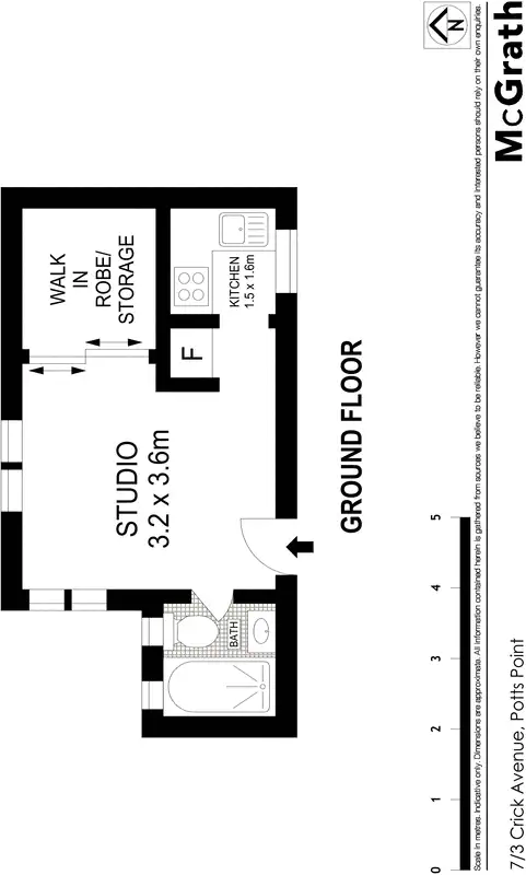 Floorplan of Homely studio listing, 7/3 Crick Avenue, Potts Point NSW 2011