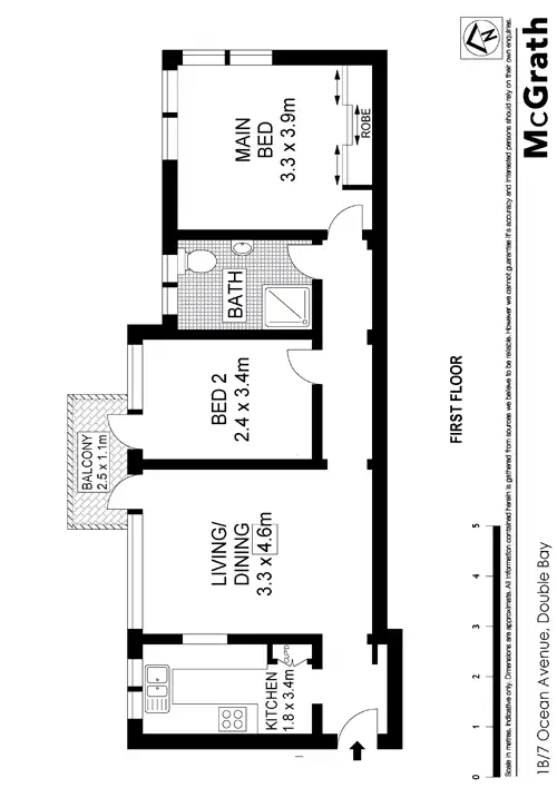 Floorplan of Homely apartment listing, 1B/7 Ocean Avenue, Double Bay NSW 2028