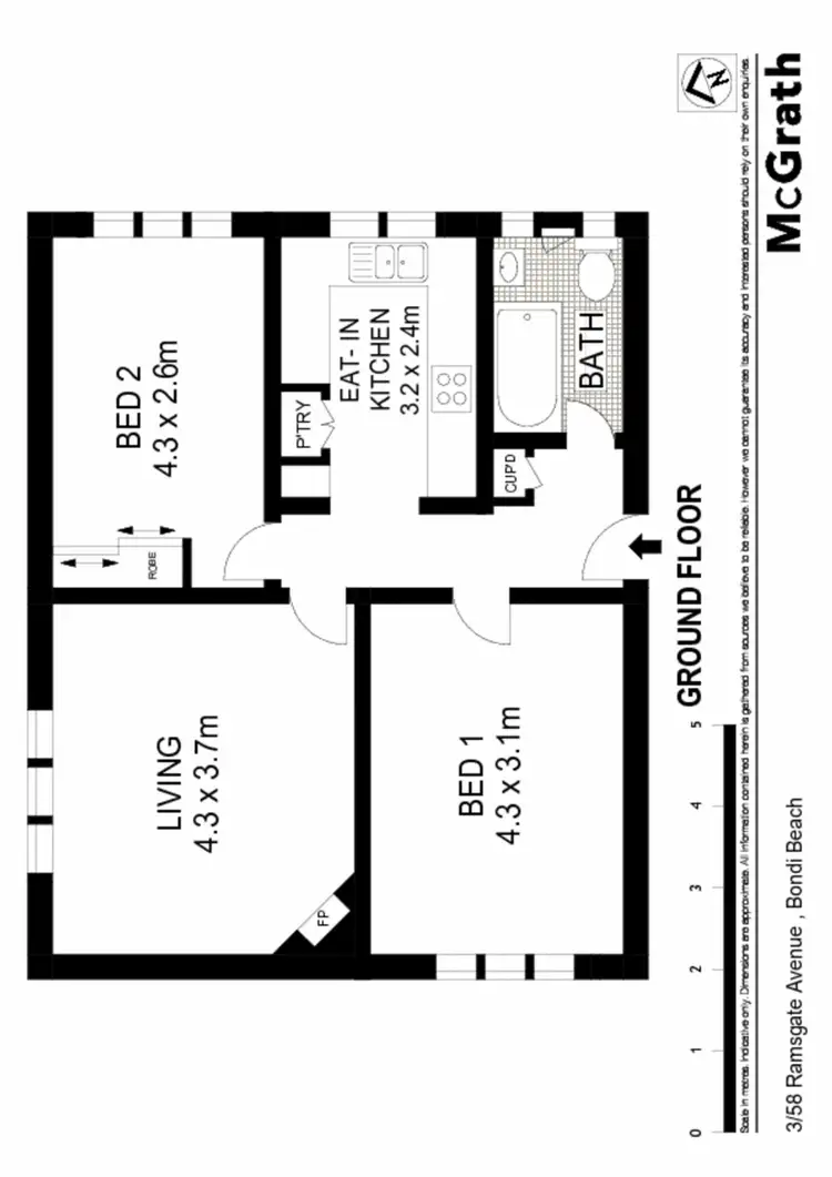 Floorplan of Homely apartment listing, 3/58 Ramsgate Avenue, Bondi Beach NSW 2026