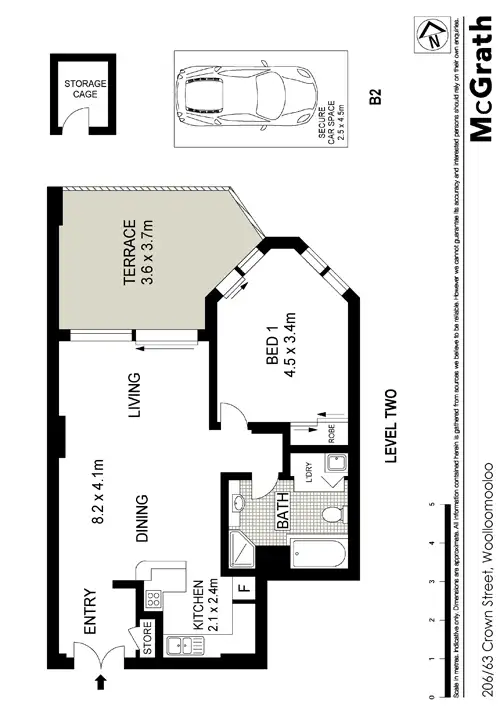 Floorplan of Homely apartment listing, 206/63 Crown Street, Woolloomooloo NSW 2011