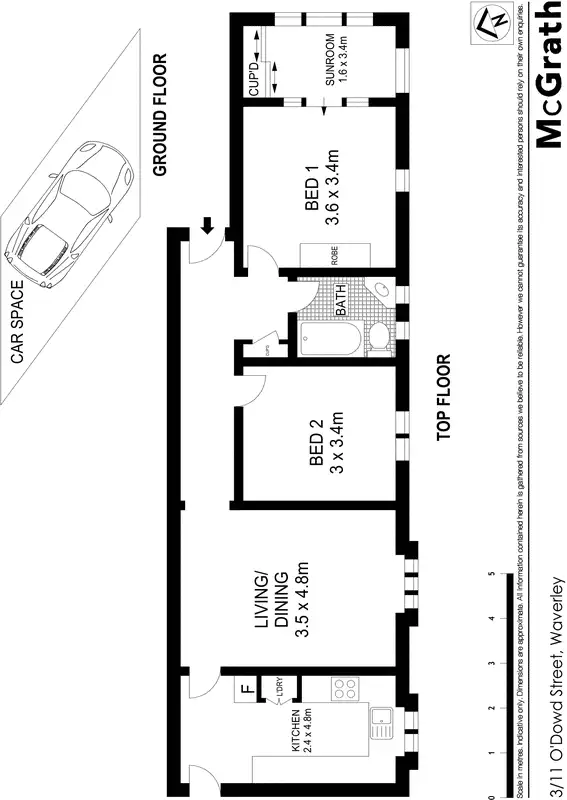 Floorplan of Homely apartment listing, 3/11 O'Dowd Street, Waverley NSW 2024