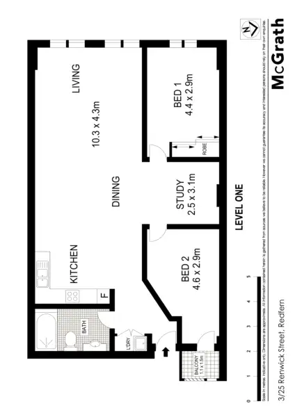 Floorplan of Homely apartment listing, 3/25 Renwick Street, Redfern NSW 2016