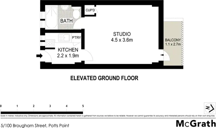 Floorplan of Homely studio listing, 5/100 Brougham Street, Potts Point NSW 2011