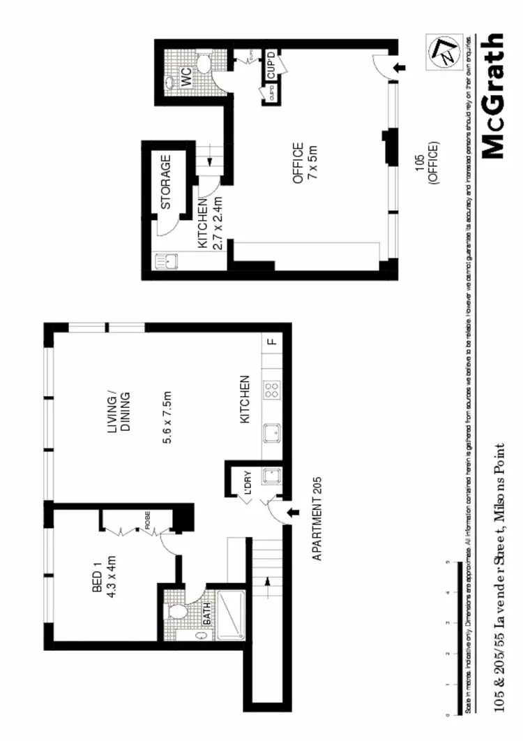 Floorplan of Homely apartment listing, 105 AND 205/55 Lavender Street, Milsons Point NSW 2061