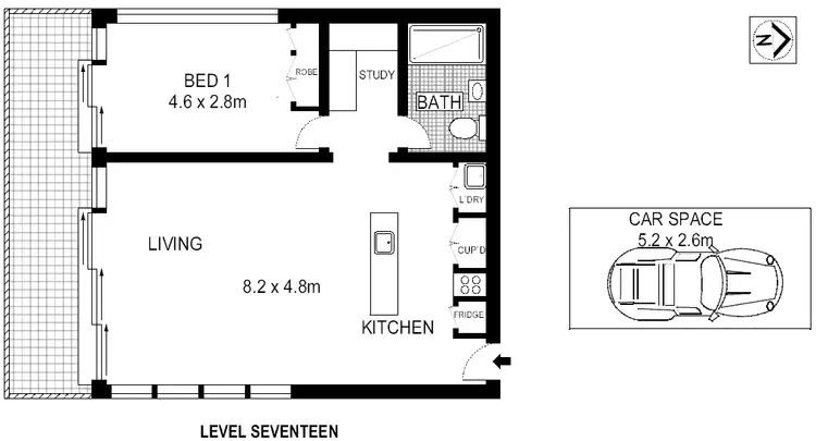 Floorplan of Homely apartment listing, 1706/3 Kings Cross Road, Rushcutters Bay NSW 2011