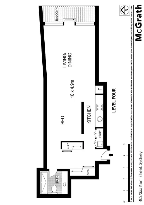 Floorplan of Homely apartment listing, 402/355 Kent Street, Sydney NSW 2000