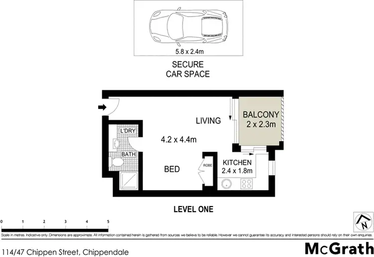 Floorplan of Homely studio listing, 114/47 Chippen Street, Chippendale NSW 2008