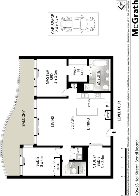 Floorplan of Homely apartment listing, 406/63 Hall Street, Bondi Beach NSW 2026