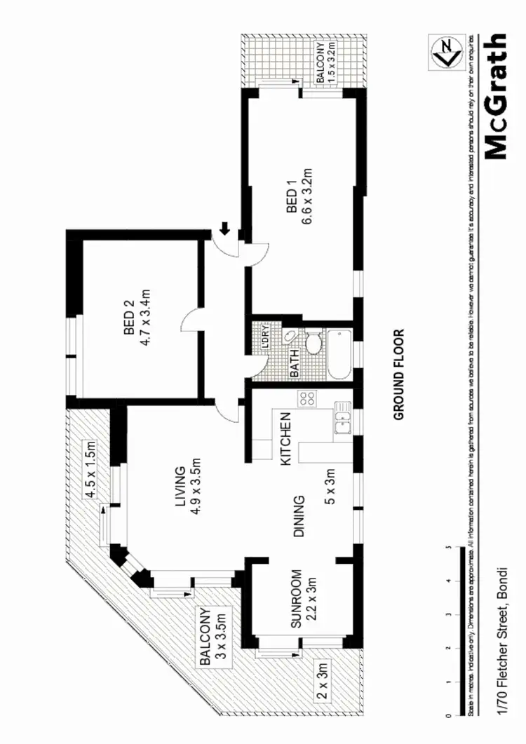 Floorplan of Homely apartment listing, 1/70 Fletcher Street, Bondi NSW 2026