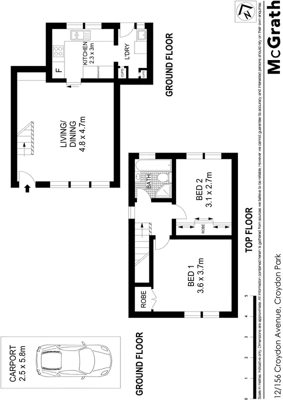 Floorplan of Homely townhouse listing, 12/156 CROYDON Avenue, Croydon Park NSW 2133