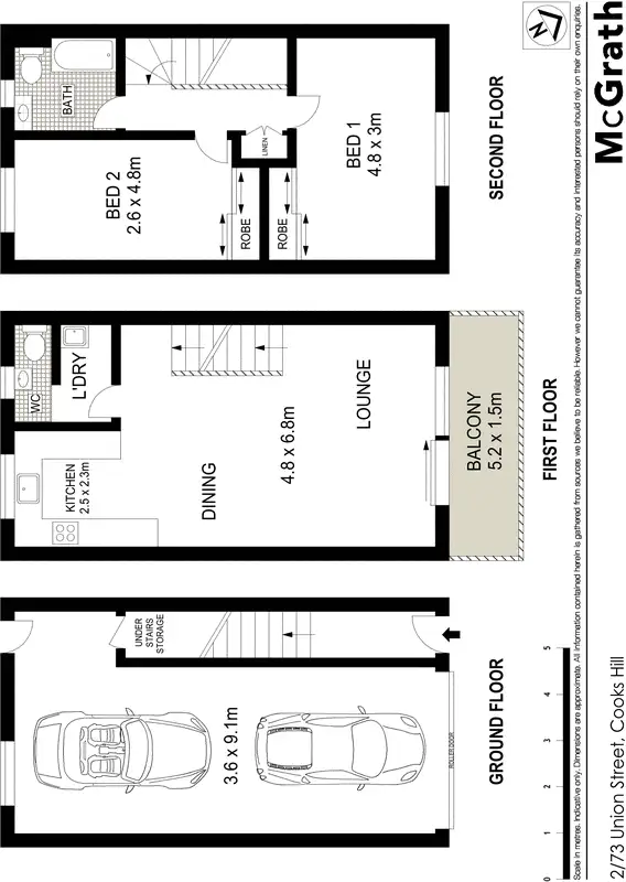 Floorplan of Homely townhouse listing, 2/73 Union Street, Cooks Hill NSW 2300