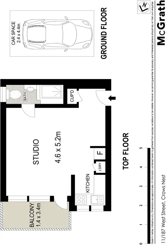 Floorplan of Homely studio listing, 11/187 West Street, Crows Nest NSW 2065