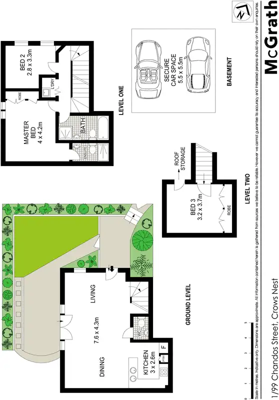 Floorplan of Homely townhouse listing, 1/99 Chandos Street, Crows Nest NSW 2065