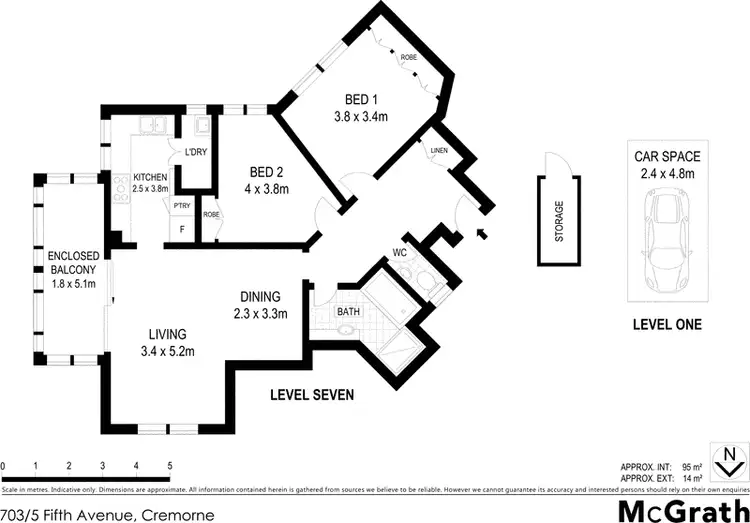 Floorplan of Homely apartment listing, 703/5 Fifth Avenue, Cremorne NSW 2090