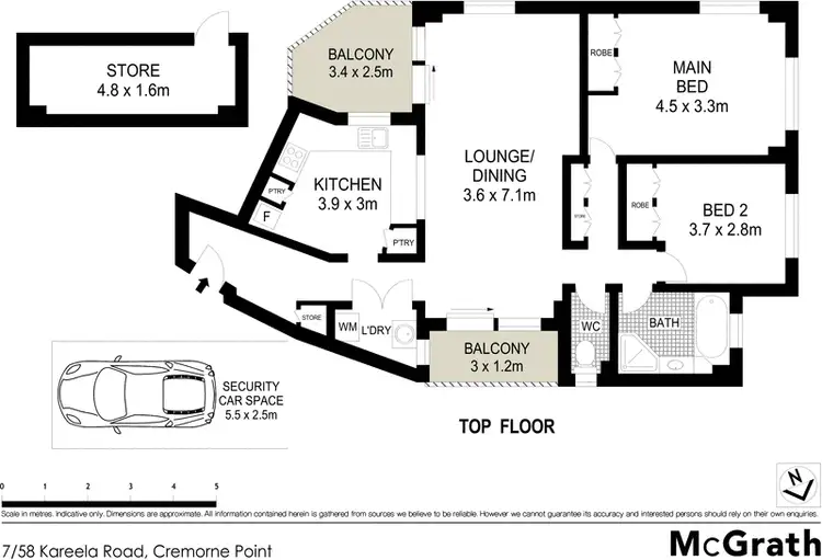 Floorplan of Homely apartment listing, 7/58 Kareela Road, Cremorne Point NSW 2090